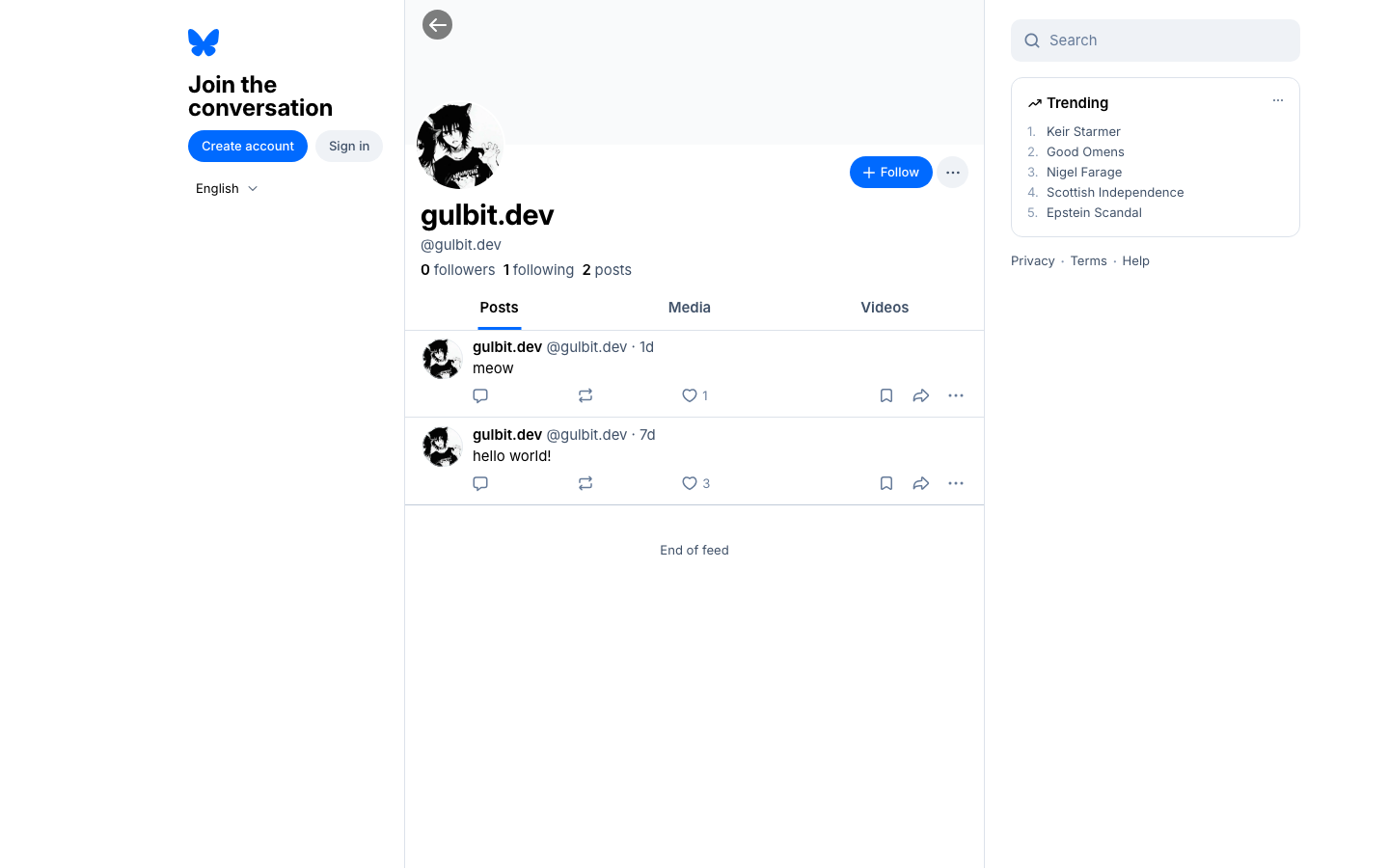 The page uses a stark black and white palette with a clean, grid-based layout. The focus is on delivering news and updates in a straightforward, uncluttered manner. Typography is clean and legible, prioritizing information hierarchy. · social media feed, news website, dark theme, minimalist design, typography, news article, Bsky, social platform