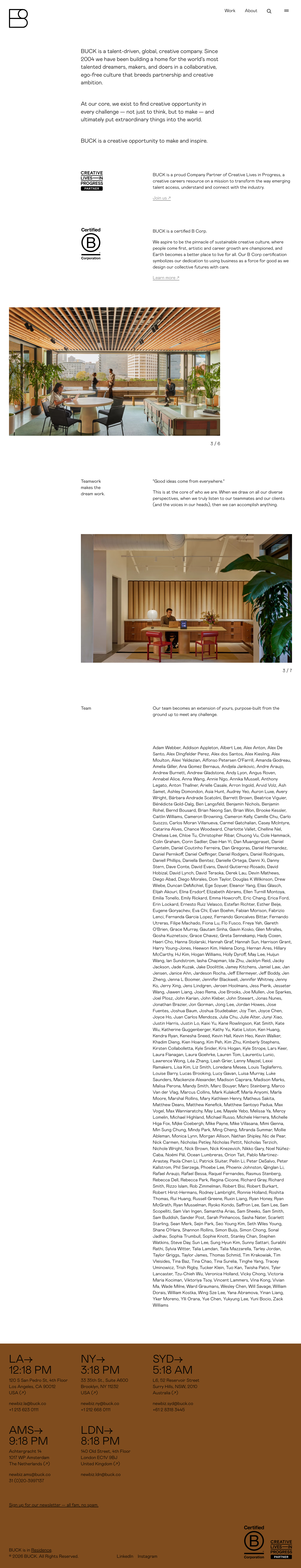 Buck — About - full page scroll
