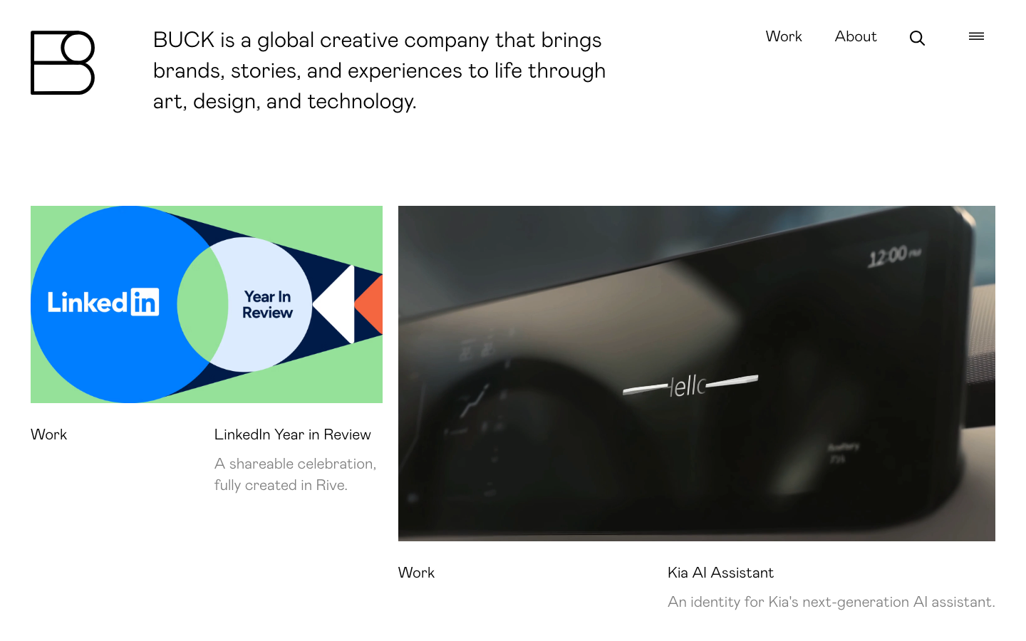 The layout prioritizes visual storytelling through distinct blocks of content, using a clean typographic hierarchy and ample negative space. The color palette is restrained, emphasizing the interplay of black, white, and a single accent color. · creative agency portfolio, minimalist design, swiss style agency, bento grid layout, design studio website, portfolio showcase, brand identity, visual communication