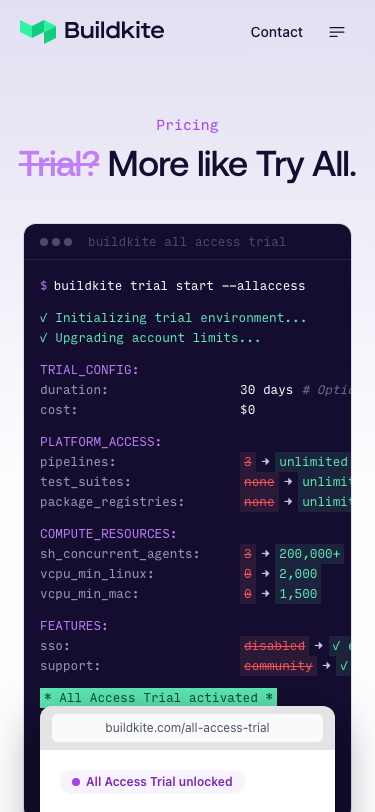 Buildkite — Pricing - mobile