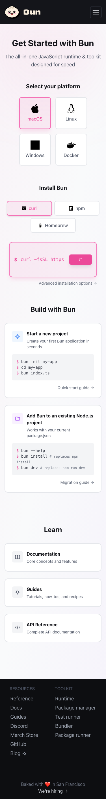 Bun - mobile full page