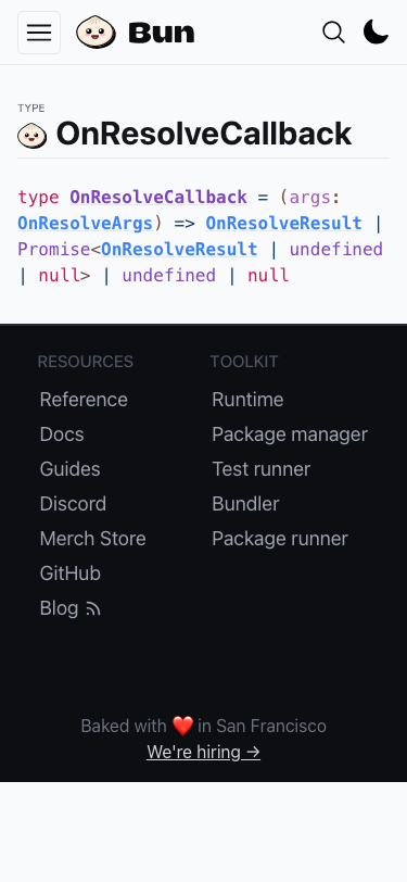 Bun — Docs - mobile