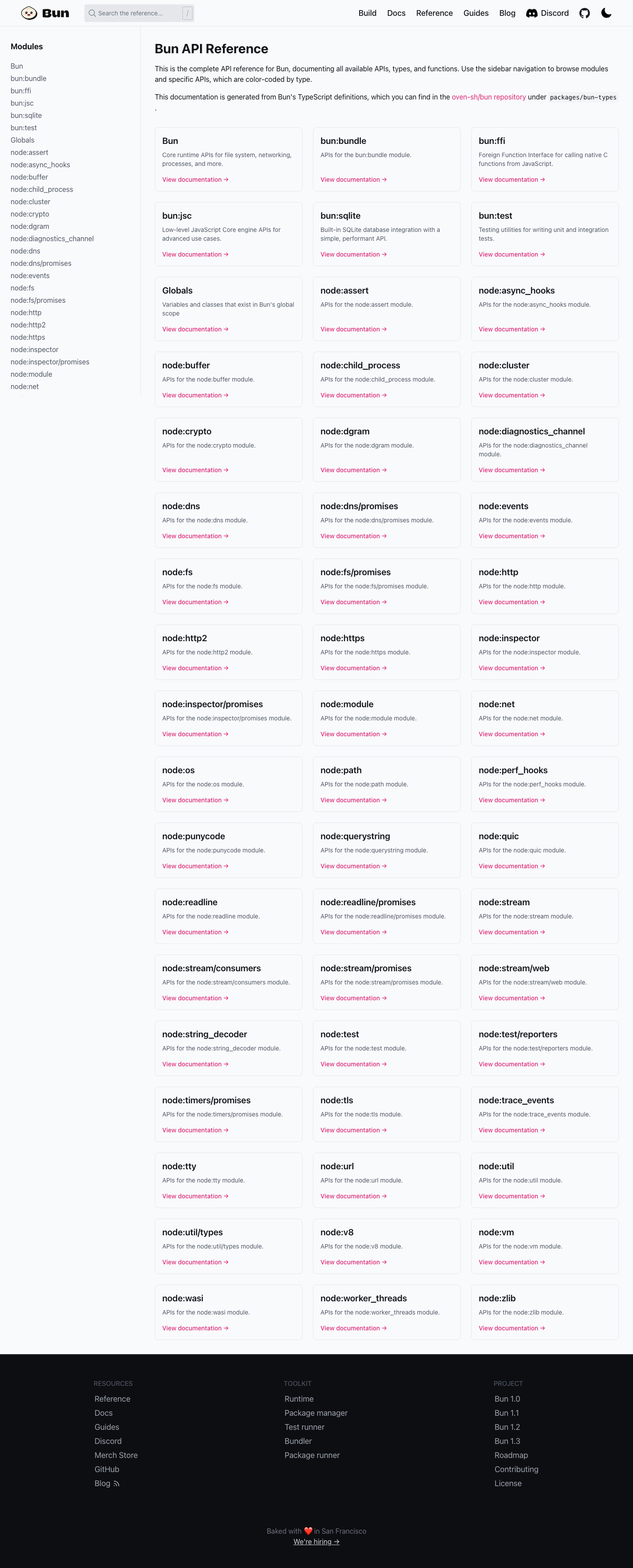 Bun — Docs - full page scroll