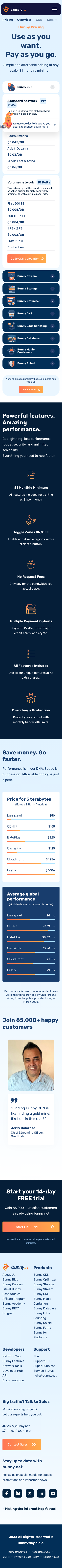 Bunny — Pricing - mobile full page