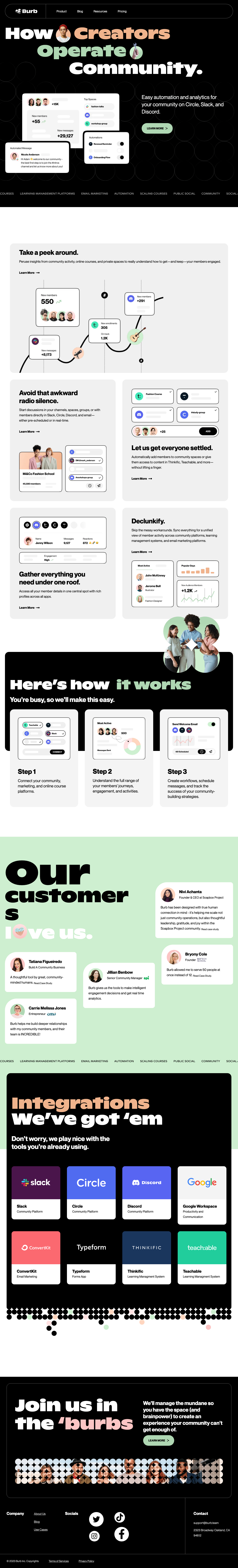 Burb | Community Growth Tools for Creators - full page scroll