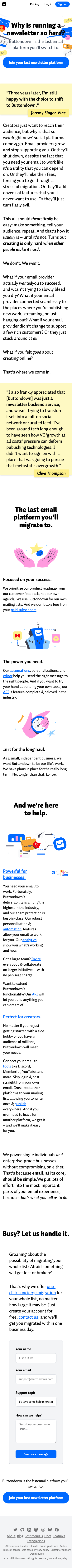 Buttondown Email - mobile full page