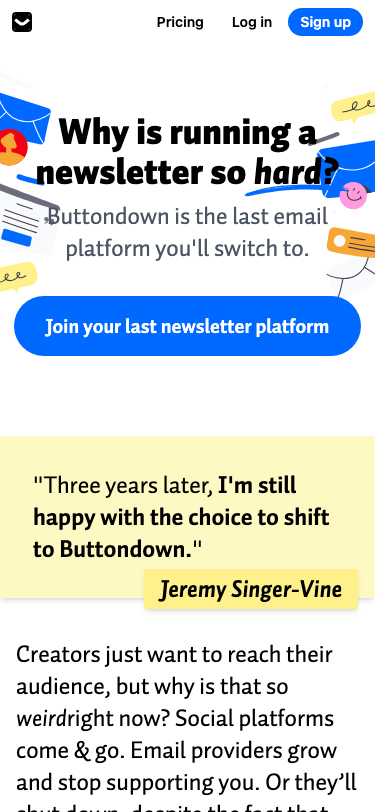 Buttondown Email - mobile