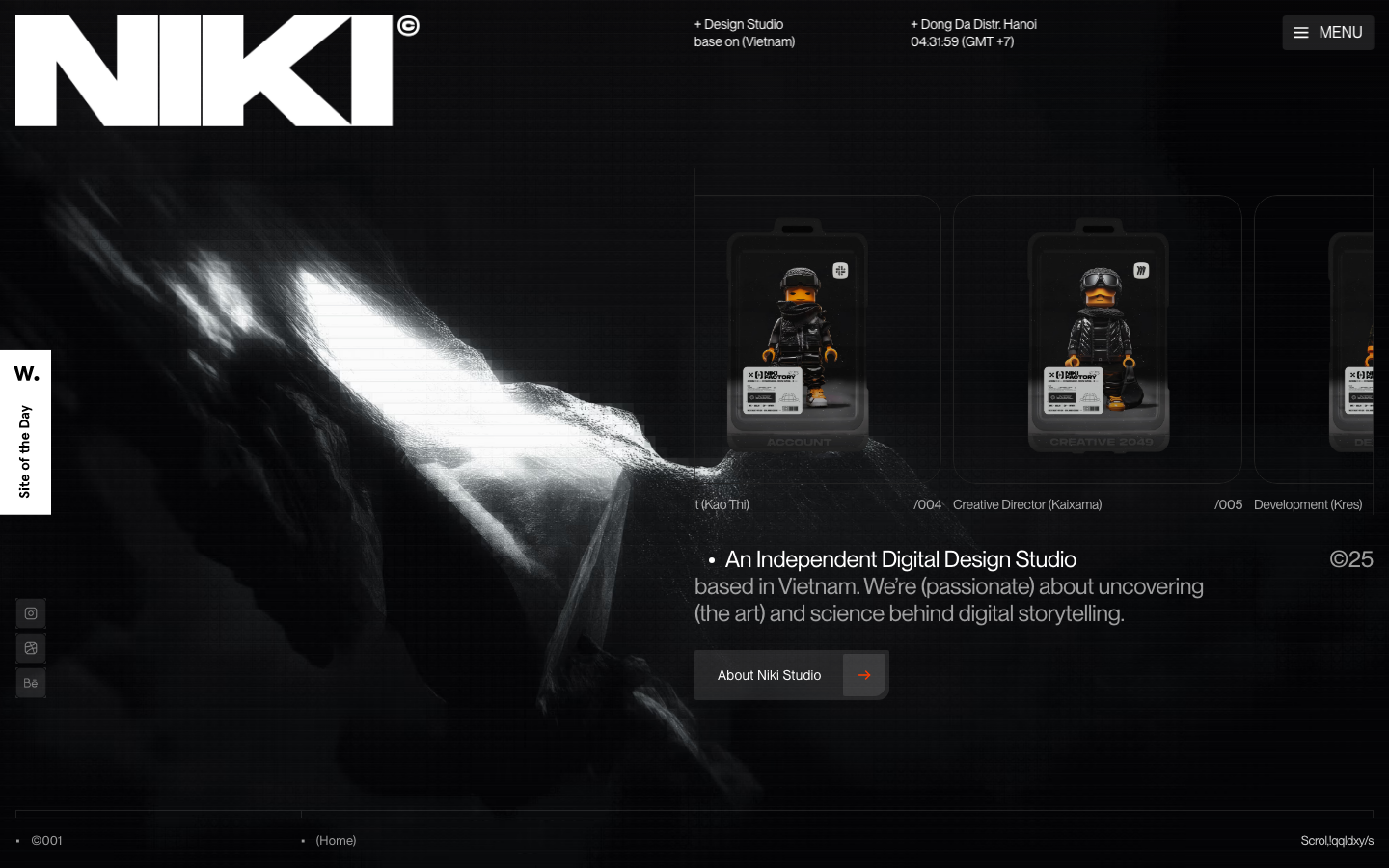 Digital Design Studio - Viet Nam · minimalism, dark-mode, monochrome, agency, portfolio, hero-fullbleed, logo-cloud, feature-trio