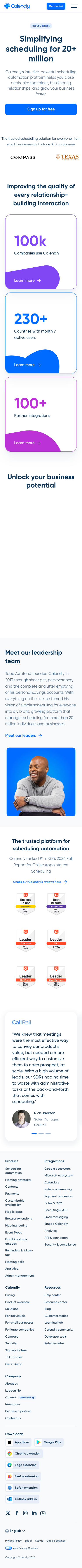 Calendly — About - mobile full page