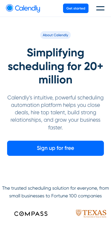 Calendly — About - mobile