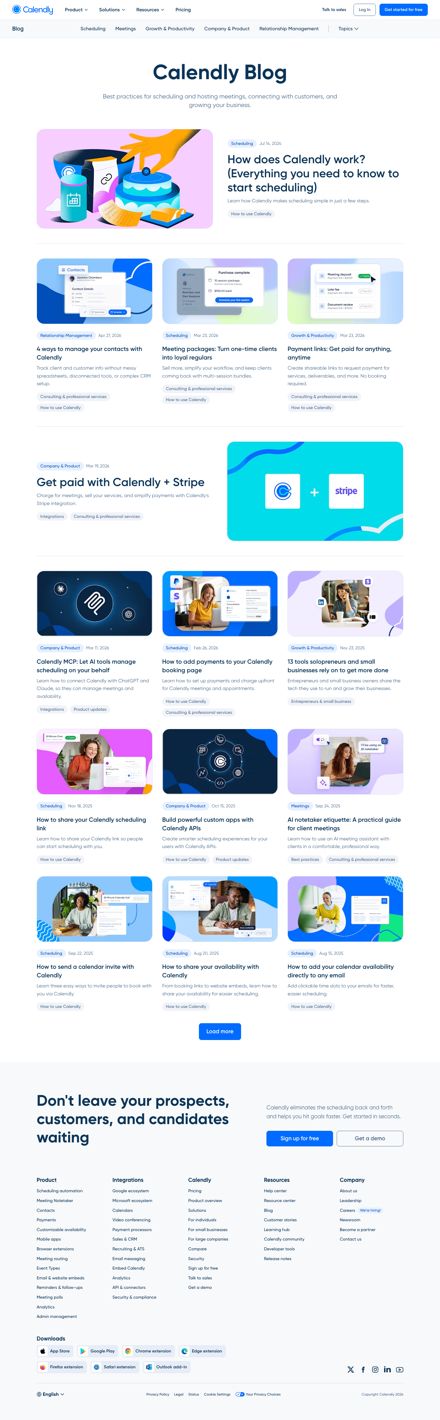 Calendly — Blog - full page scroll