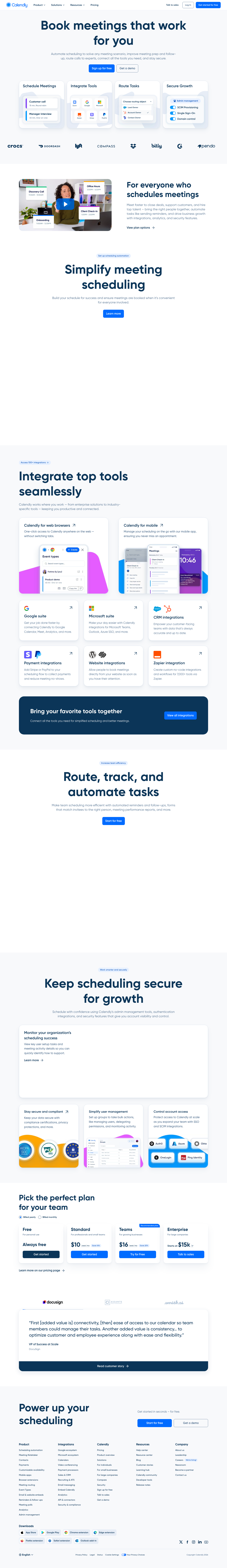 Calendly — Features - full page scroll