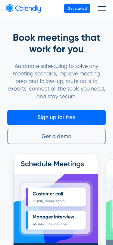 Calendly — Features - mobile