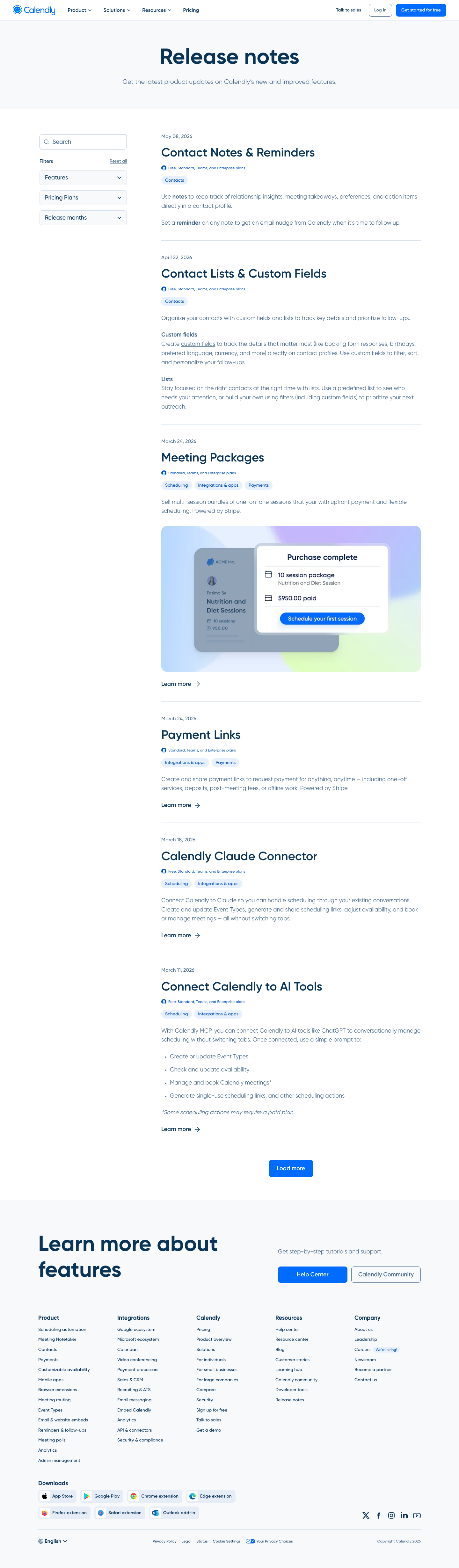 Calendly - full page scroll