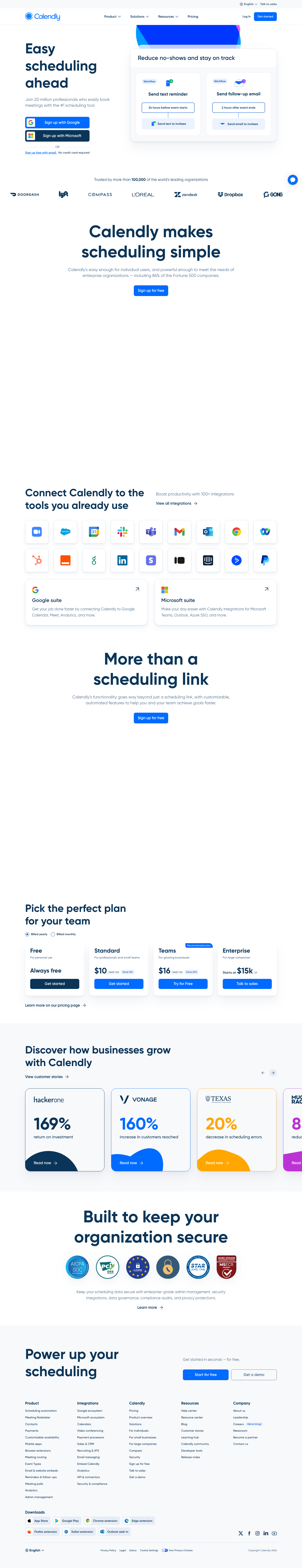 Calendly - full page scroll