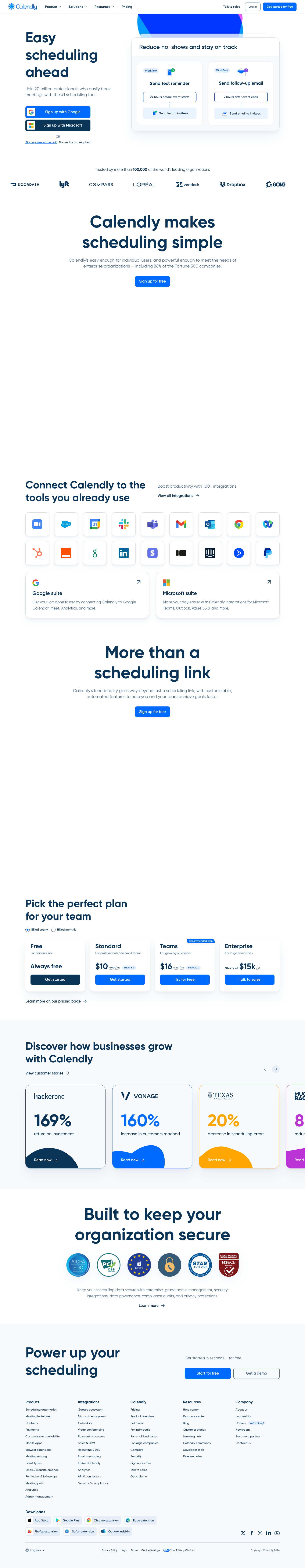 Calendly - mobile full page