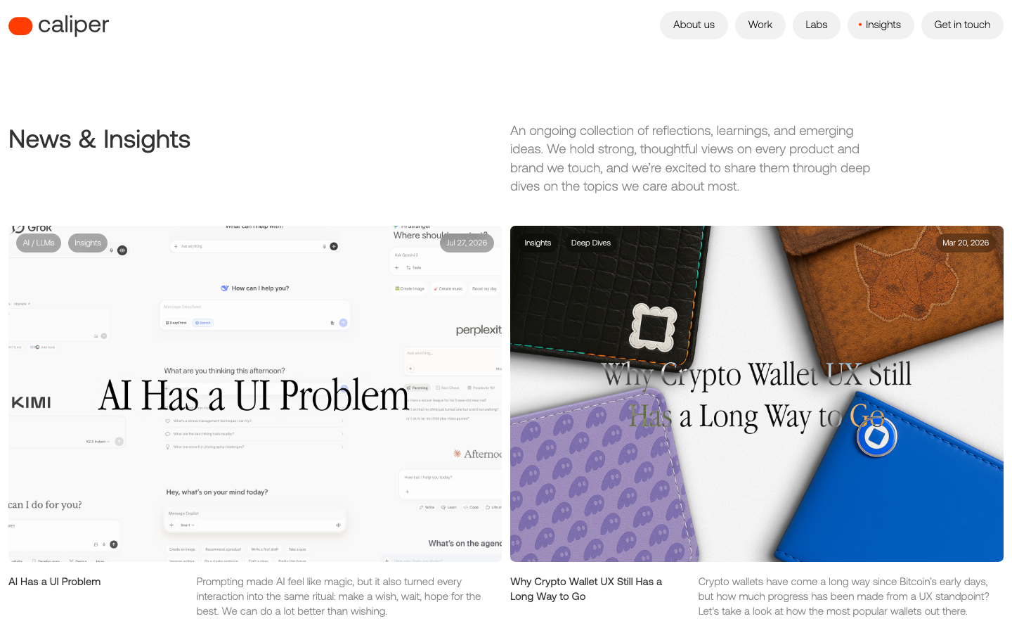 Clean, high-contrast layout utilizing a strict grid and generous white space. The typography is a balanced mix of bold sans-serif headers and light-weight body copy for a professional, studio feel. · minimal agency blog, swiss design grid, editorial article layout, clean white portfolio, modern studio insights page