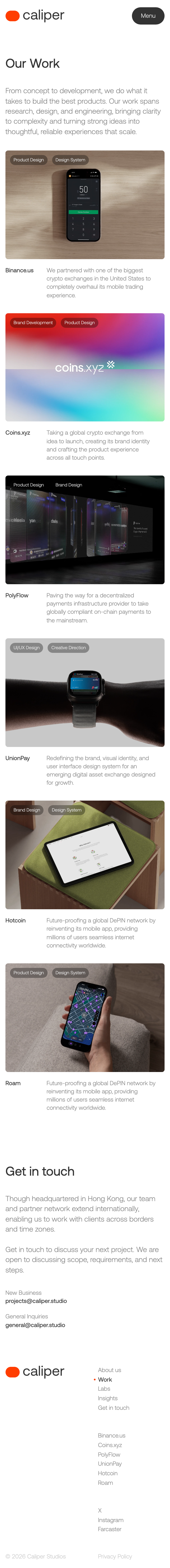 Caliper Studios · Work - mobile full page