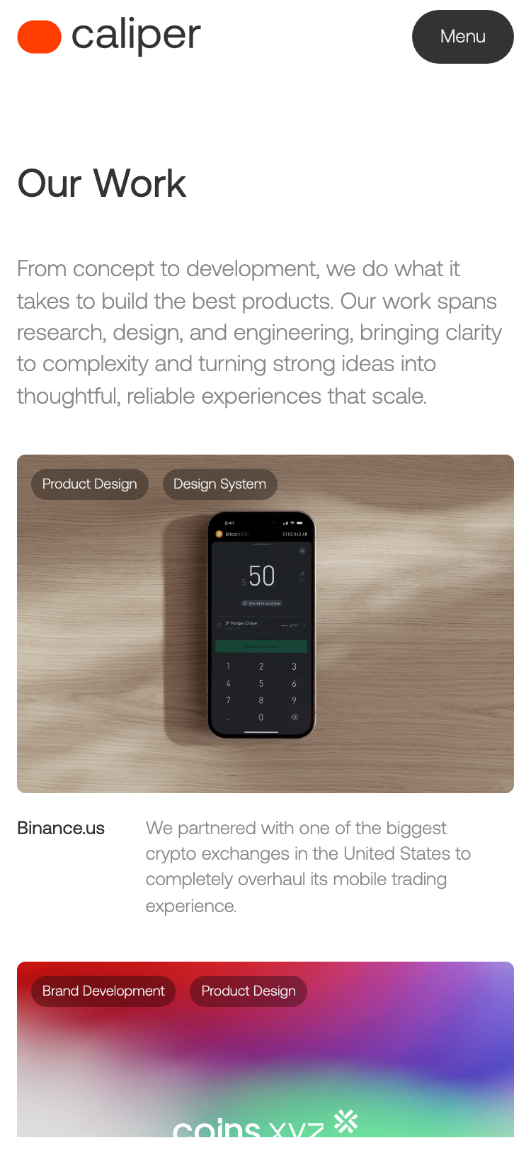 Caliper Studios · Work - mobile