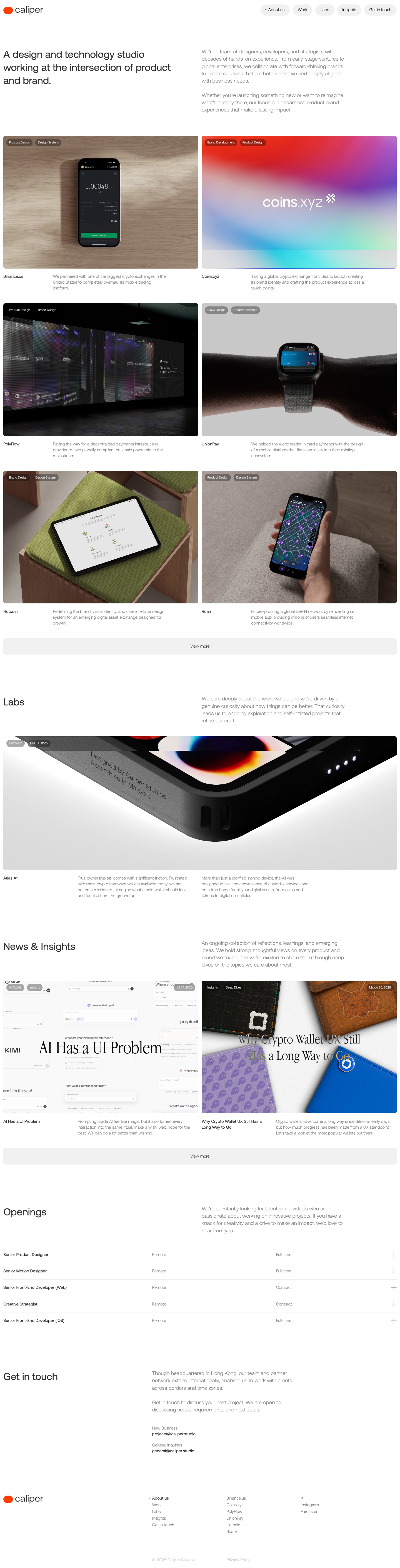 Caliper Studios - full page scroll
