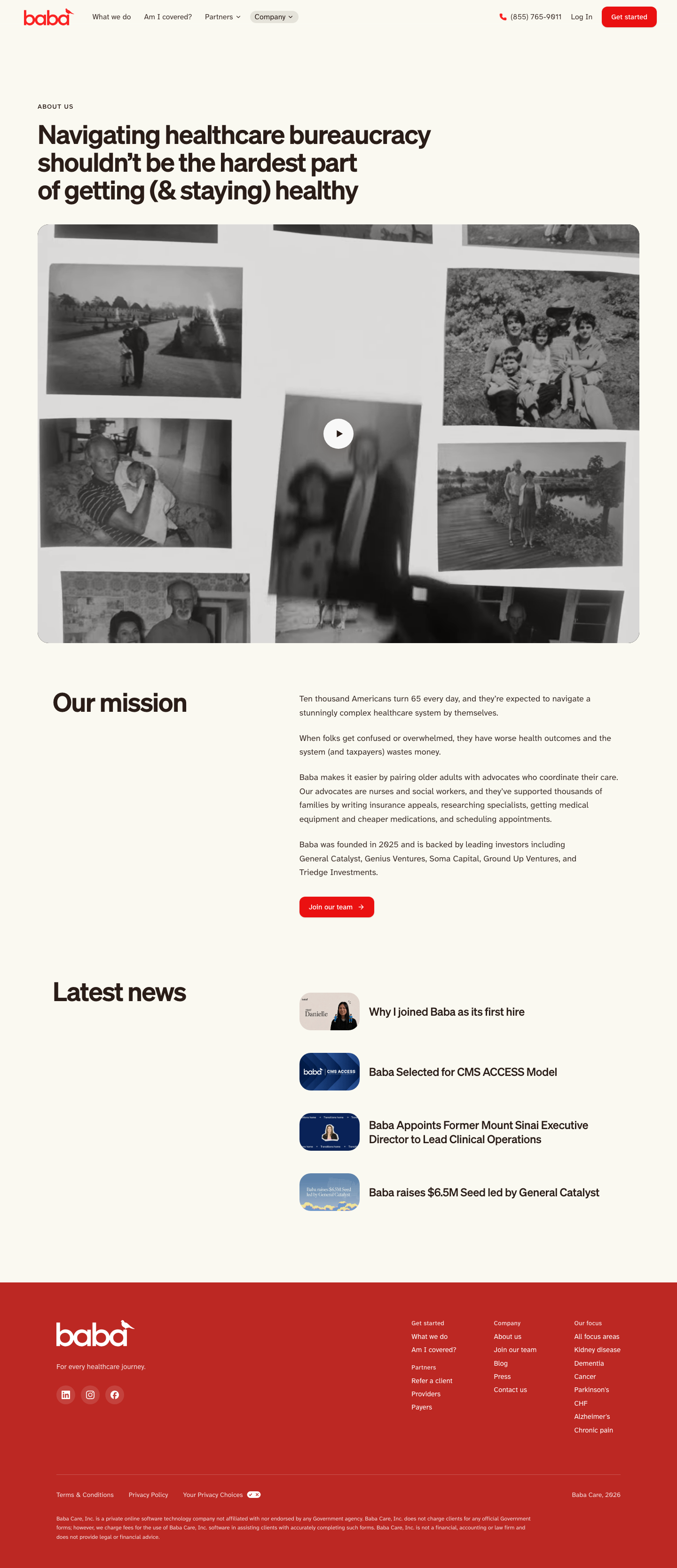 Baba · About - full page scroll