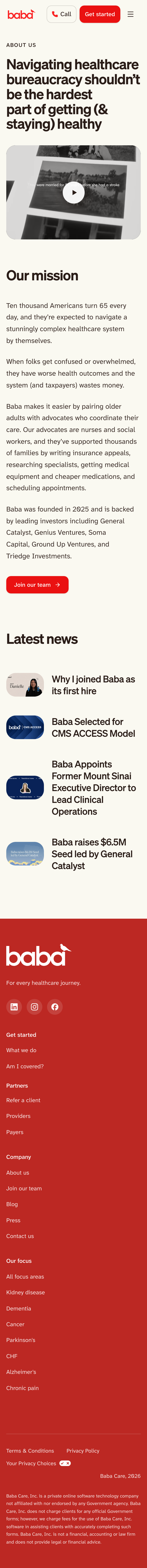 Baba · About - mobile full page