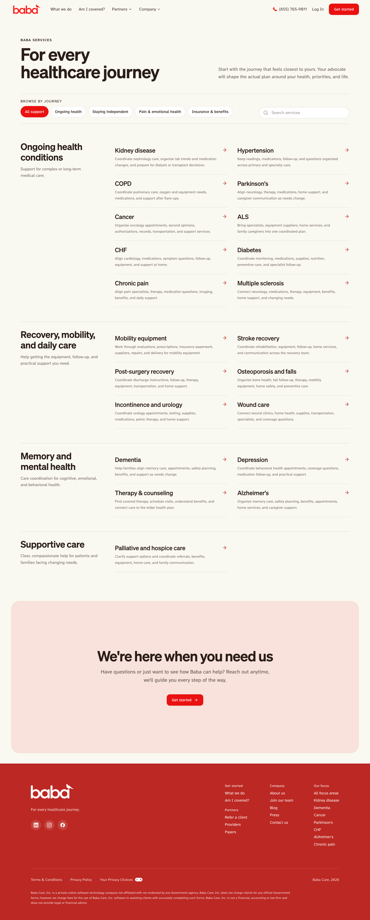 Baba · Features - full page scroll