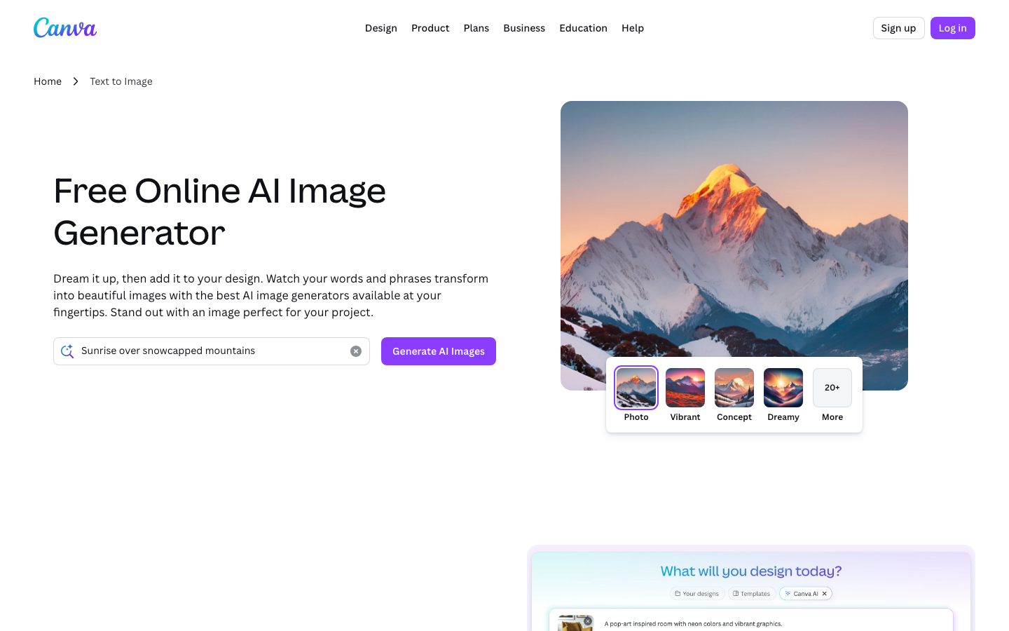 The page uses a soft, gradient color palette and rounded icons to create a friendly, approachable feel. The layout is modular, presenting a variety of design tools in an engaging way. It feels like a curated collection of possibilities. · design platform, graphic design, online editor, creative tools, ai design, visual communication, easy design, canva features