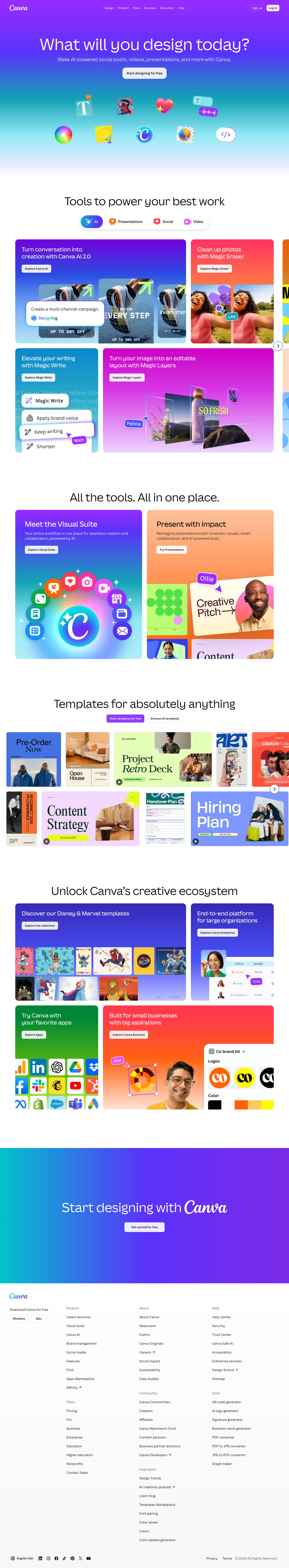 Canva - full page scroll