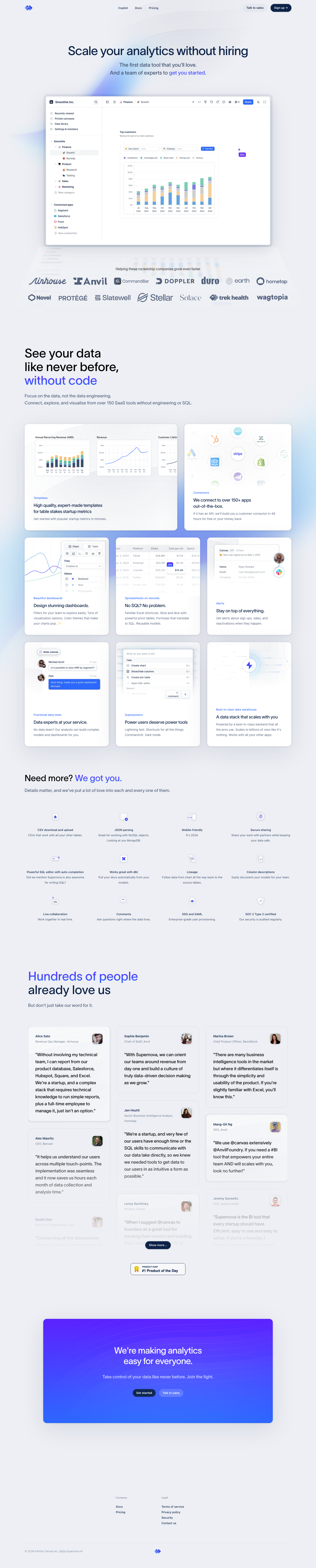 Supernova AI (formerly Canvas) - The easiest way to understand your startup - full page scroll