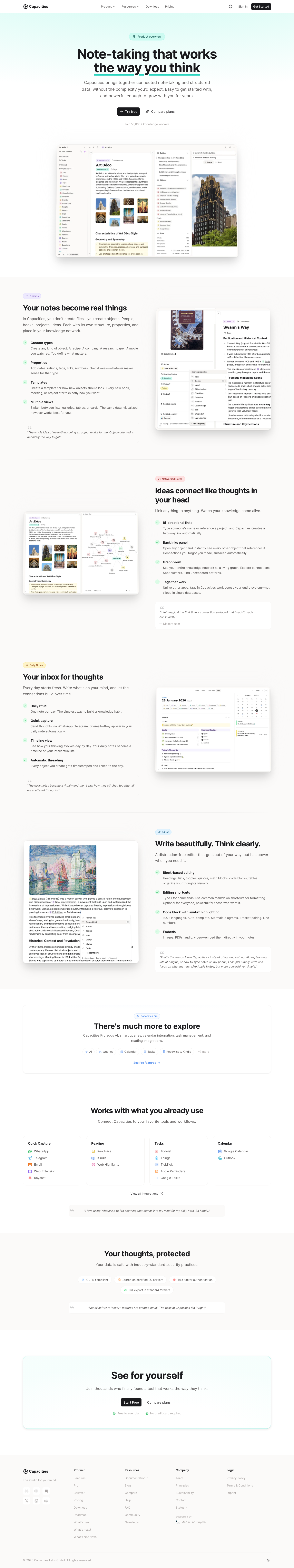 Capacities — Features - full page scroll