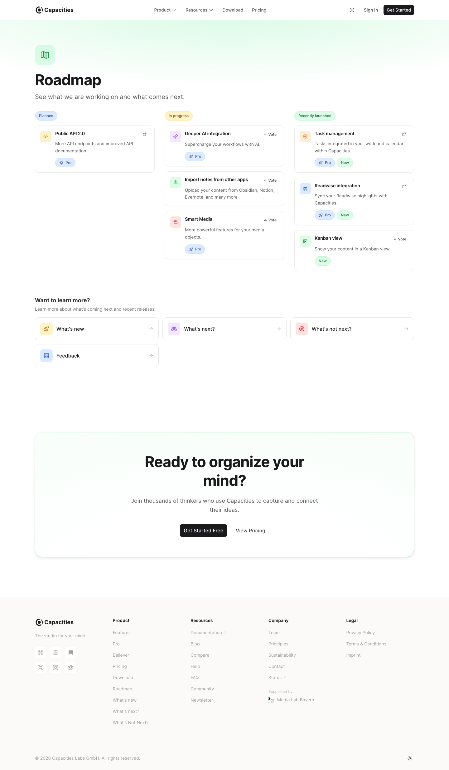 Capacities - full page scroll