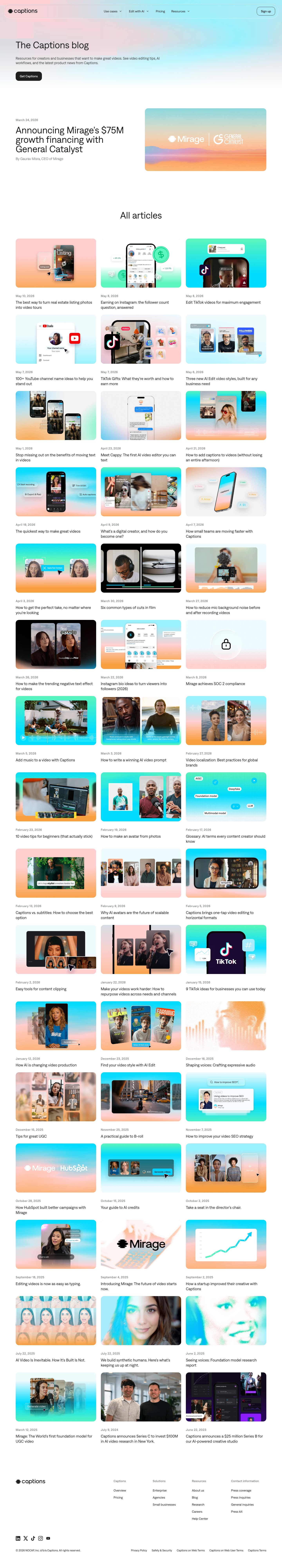 Captions — Blog - full page scroll