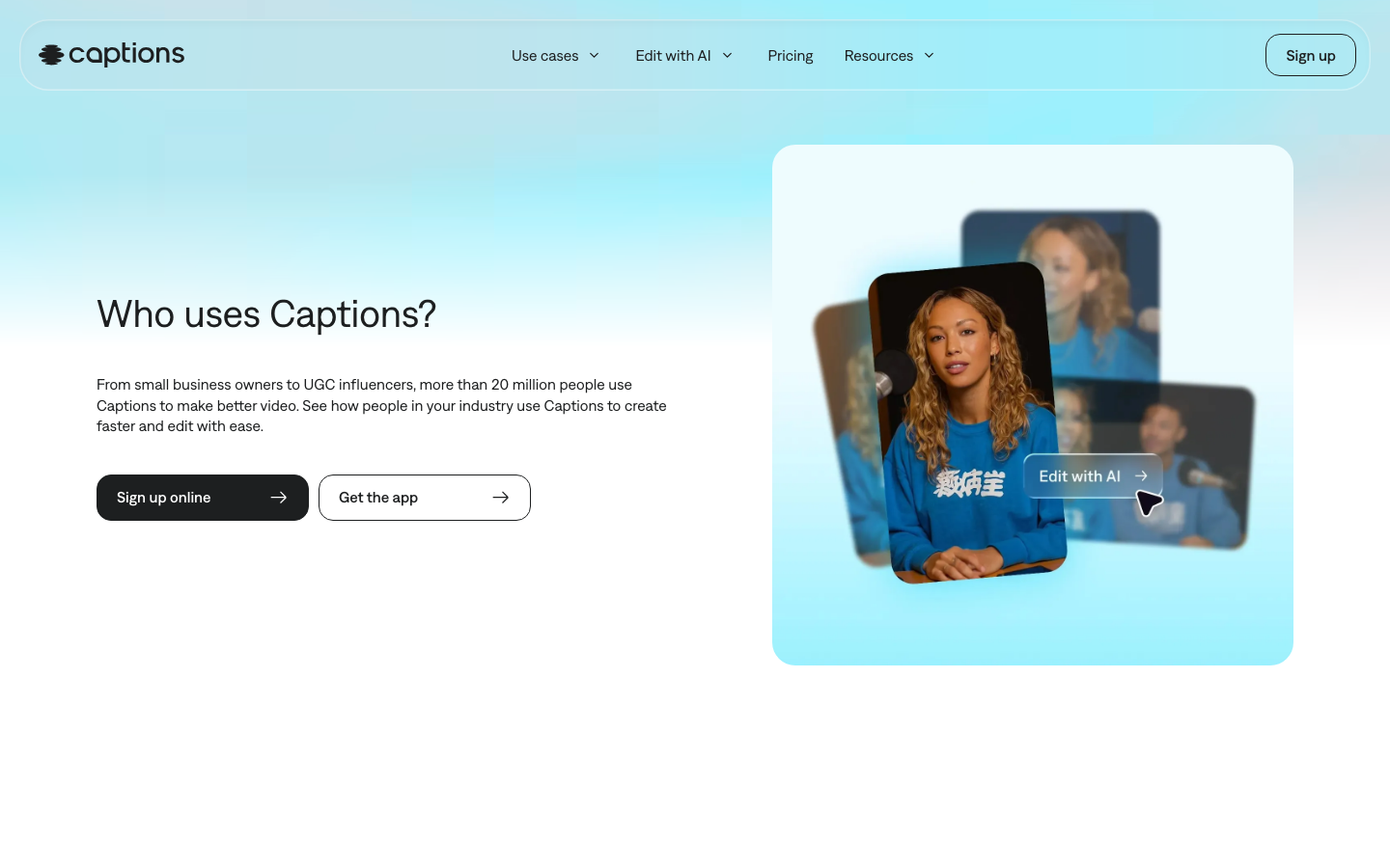 The page uses a clean, airy layout with a large, central input area. The color palette is soft pastels, creating a sense of calm and approachability. Typography is clean and modern, emphasizing clarity and ease of use. · ai video editor, video captioning, automatic captions, video tools, captions ai, video transcription, ai editing, minimal ai, clean ai