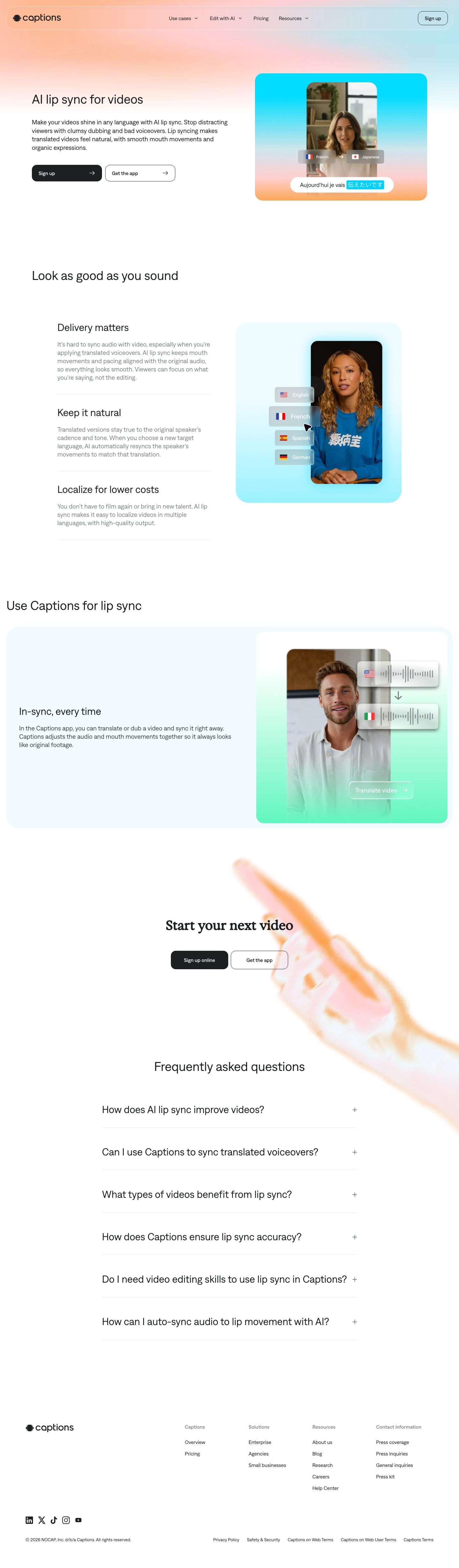 Captions - full page scroll