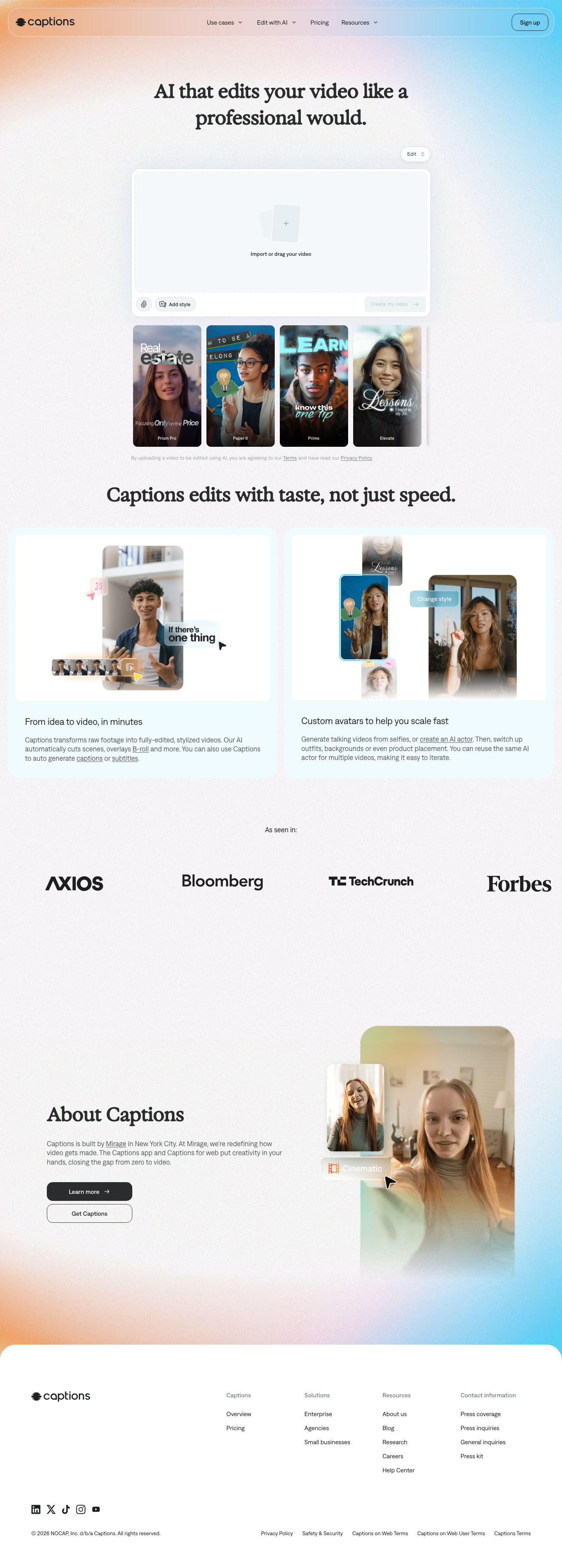 Captions - full page scroll