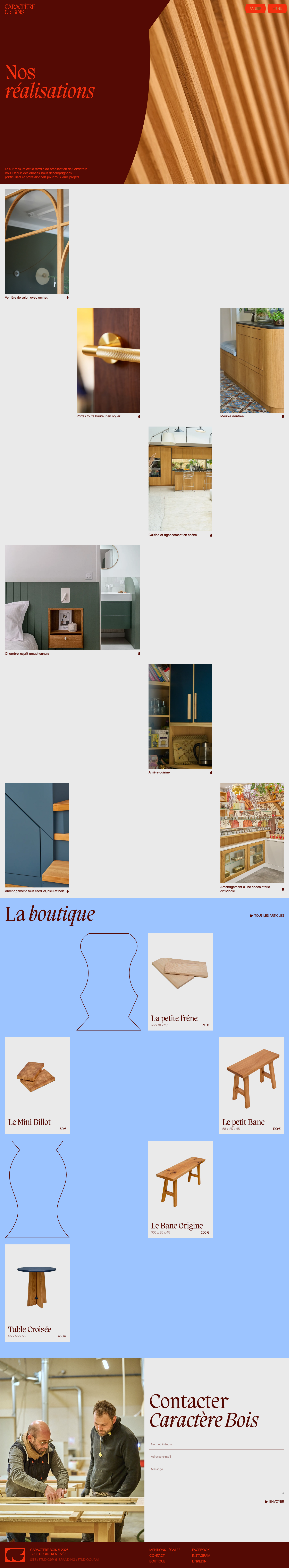 Caractère Bois · Projets - full page scroll