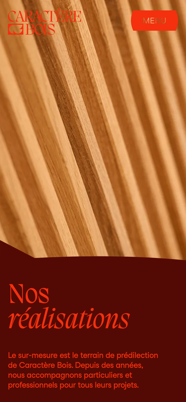 Caractère Bois · Projets - mobile