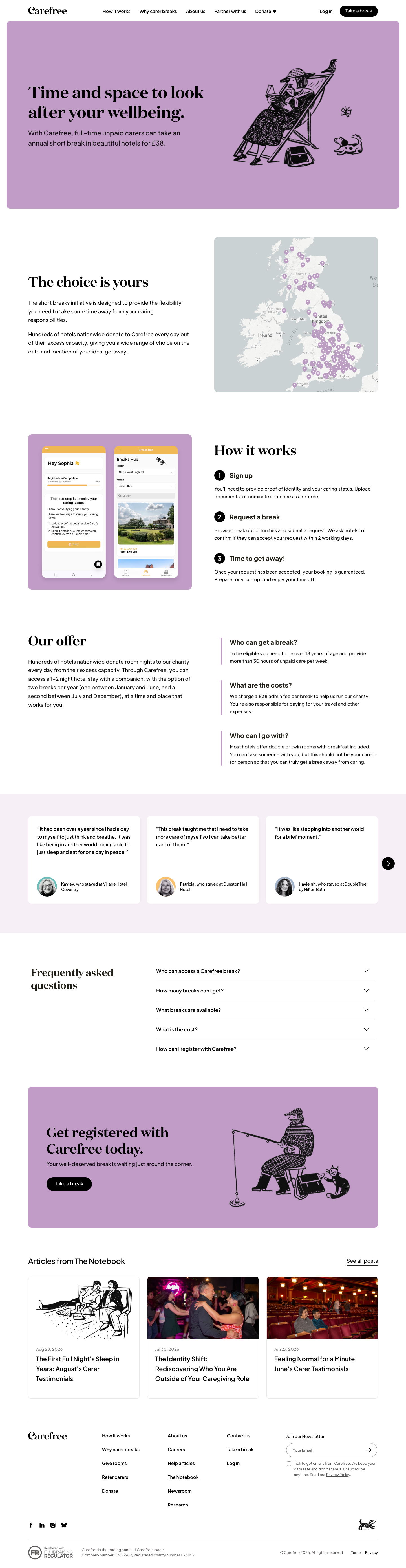 Carefree · Features - full page scroll