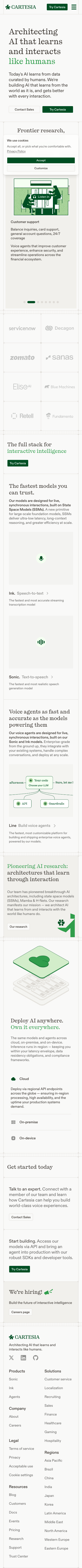 Cartesia \ AI that learns and interacts like humans - mobile full page