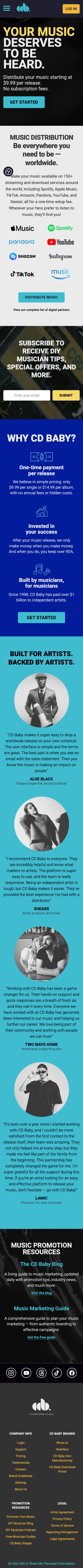 Music Distribution for Independent Artists | CD Baby - mobile full page