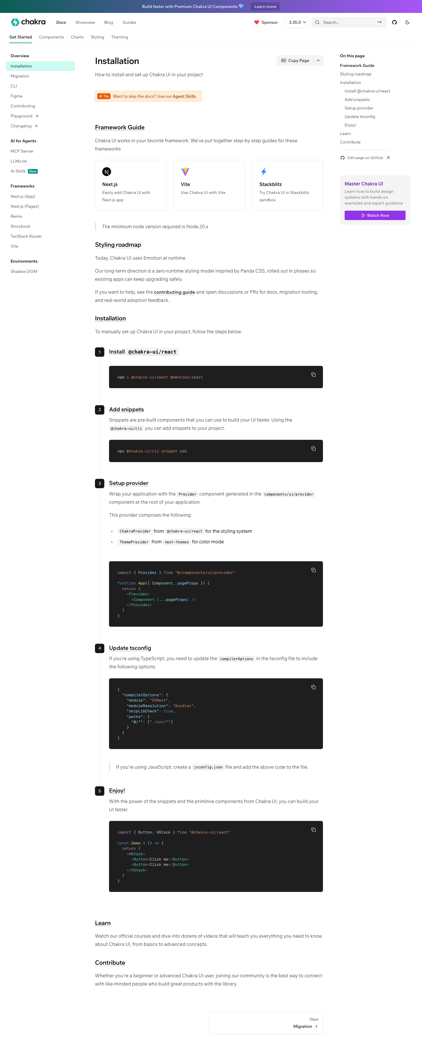 Chakra Ui — Docs - full page scroll