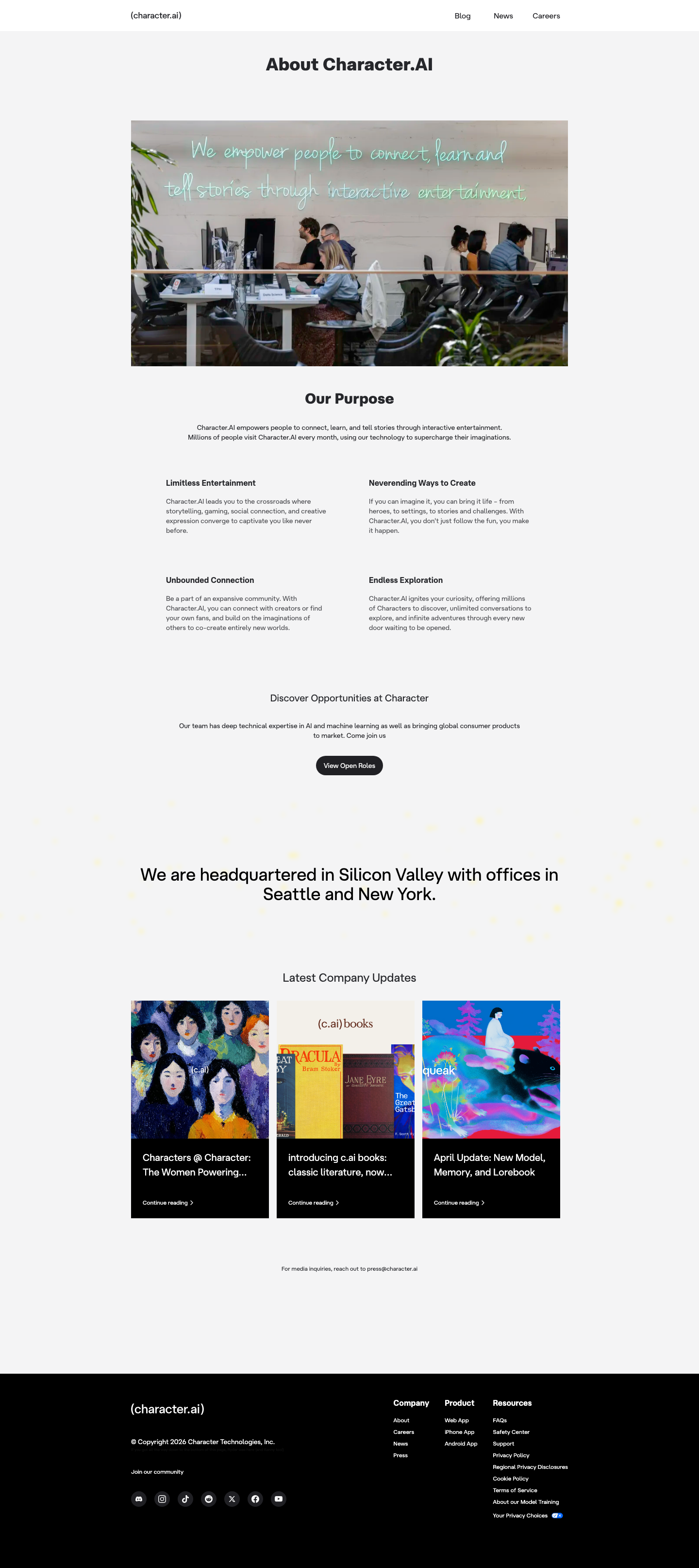 Character — About - full page scroll