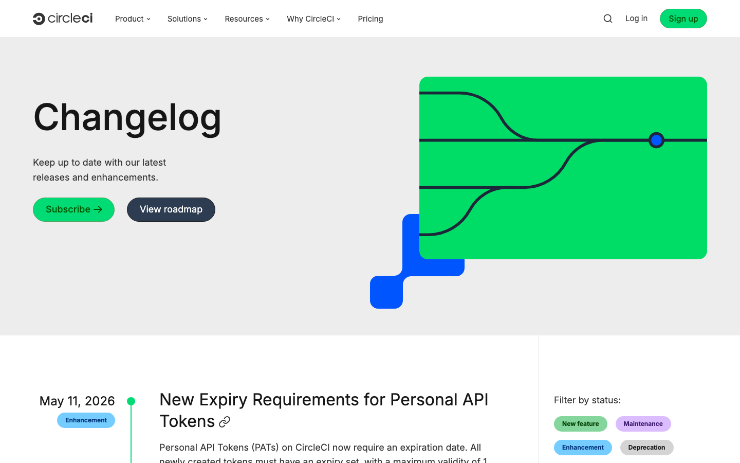The page uses a dark, high-contrast palette with bold typography and a clear hierarchy. The layout is structured around a prominent hero section and a series of feature blocks, presenting information in a modular, organized way. · ai developer tools, saas landing page, dark ui, code automation, developer platform, circleci features, ai testing, technical design, minimalist saas