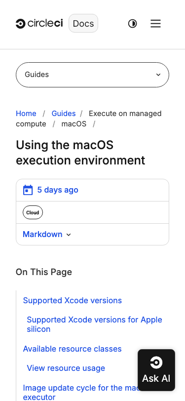 Circleci — Docs - mobile
