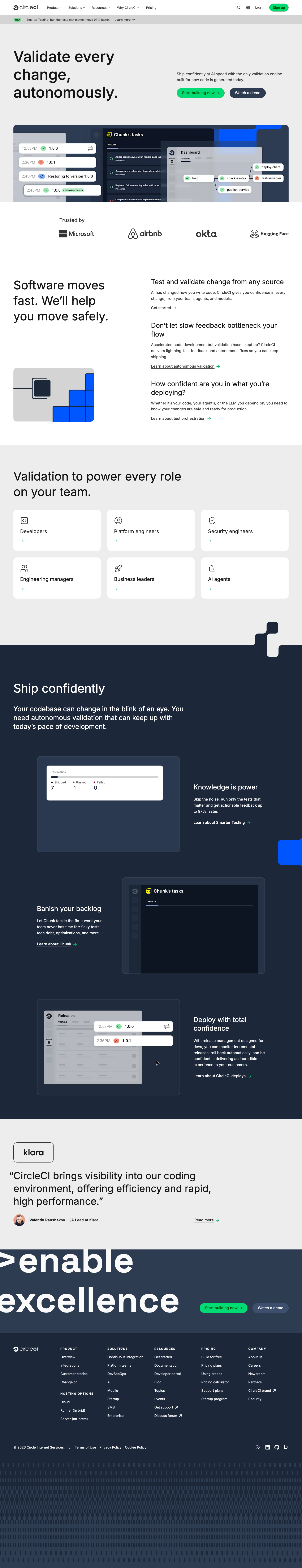Circleci — Features - full page scroll