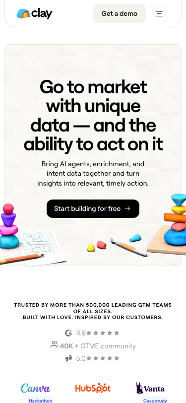 Clay | Go to market with unique data—and the ability to act on it - mobile