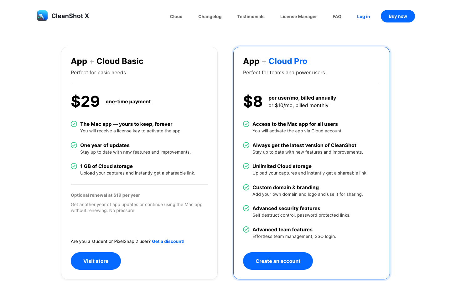 The page uses a clean, functional layout with a prominent hero showcasing the software in action. The color palette is restrained, emphasizing clarity and ease of use. Typography is straightforward and legible, prioritizing information delivery. · screenshot tool, mac screenshot, developer tools, productivity app, clean design, minimalist saas, screen capture, macos utility, tech website