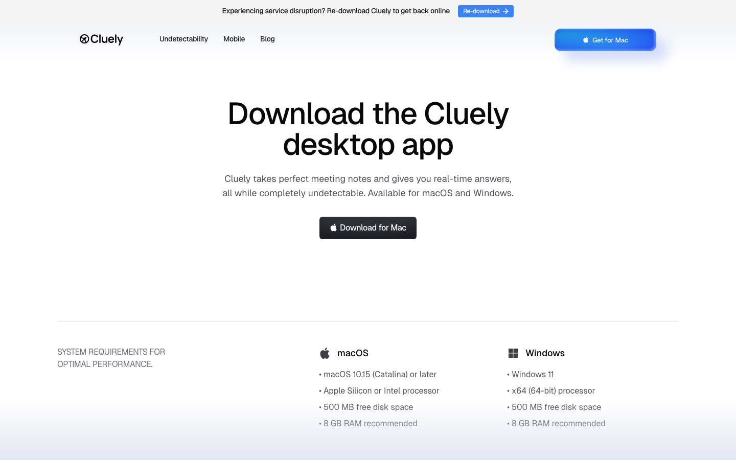 The page uses a full-screen image with bold, sans-serif typography overlaid, creating a strong visual impact. The limited color palette and stark contrast contribute to a sense of technological focus. · ai meeting notes, ai assistant, meeting notes app, ai productivity, dark mode saas, ai tools, meeting software