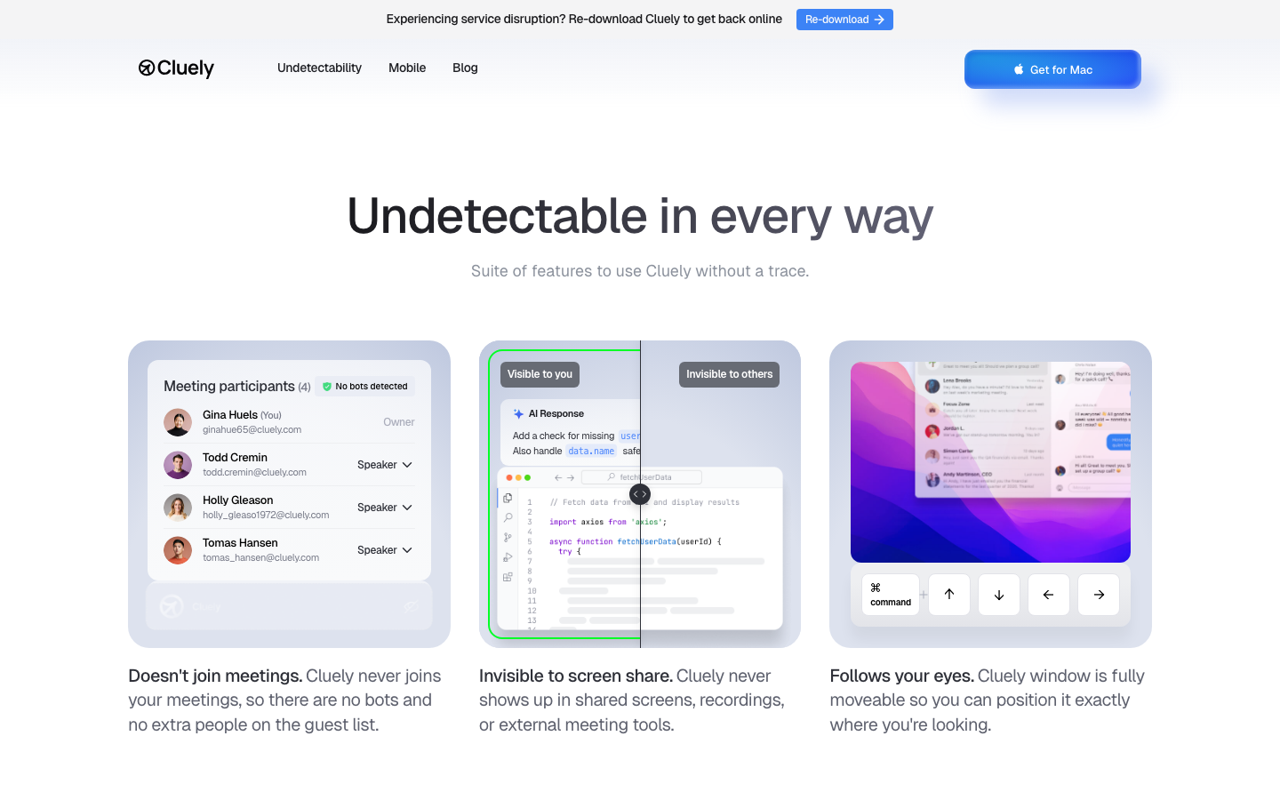 The page uses a full-screen image with bold, sans-serif typography overlaid, creating a strong visual impact. The limited color palette and stark contrast contribute to a sense of technological focus. · ai meeting notes, ai assistant, meeting notes app, ai productivity, dark mode saas, ai tools, meeting software